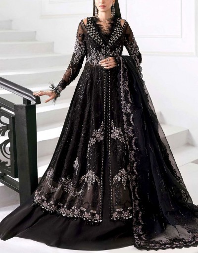 Heavy Embroidered with Handwork Black Ch