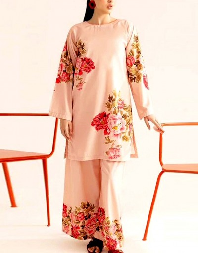 All-Over Print Khaddar Dress