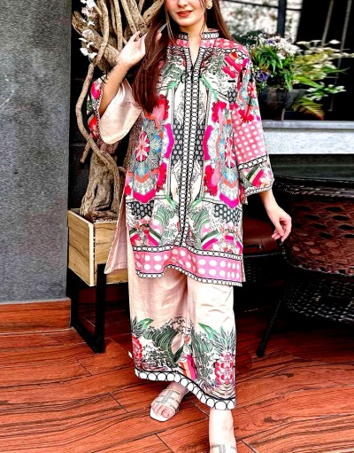 All-Over Print Khaddar Dress