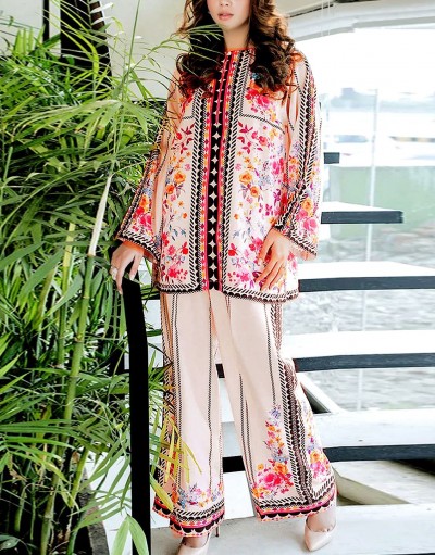 All-Over Print Khaddar Dress