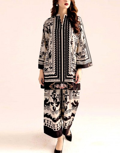 All-Over Print Khaddar Dress